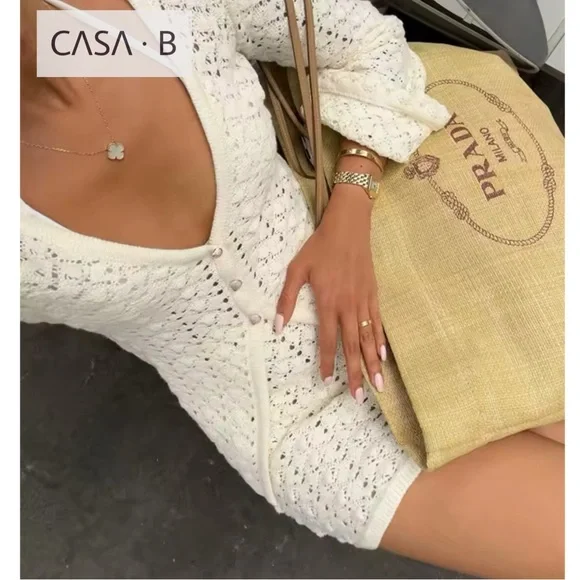 NEW💫 CASA B| Del Mar Flared Sleeve Cardigan and Mini Skirt Knit Set - Picture 5 of 6